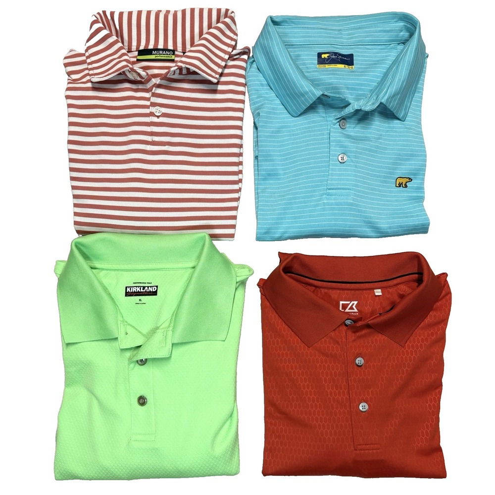 LOT OF 4 Mens XL Golf Polo Shirts Performance Jack Nicklaus Cutter Buck Bundle